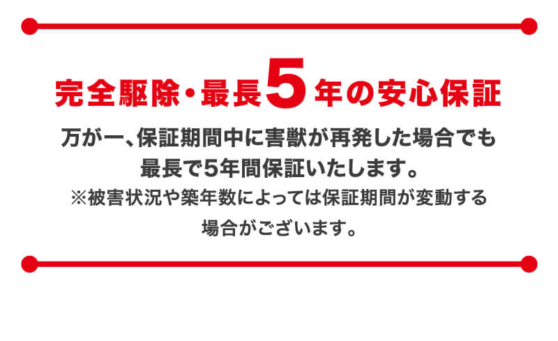 完全駆除・最長5年の安心保証